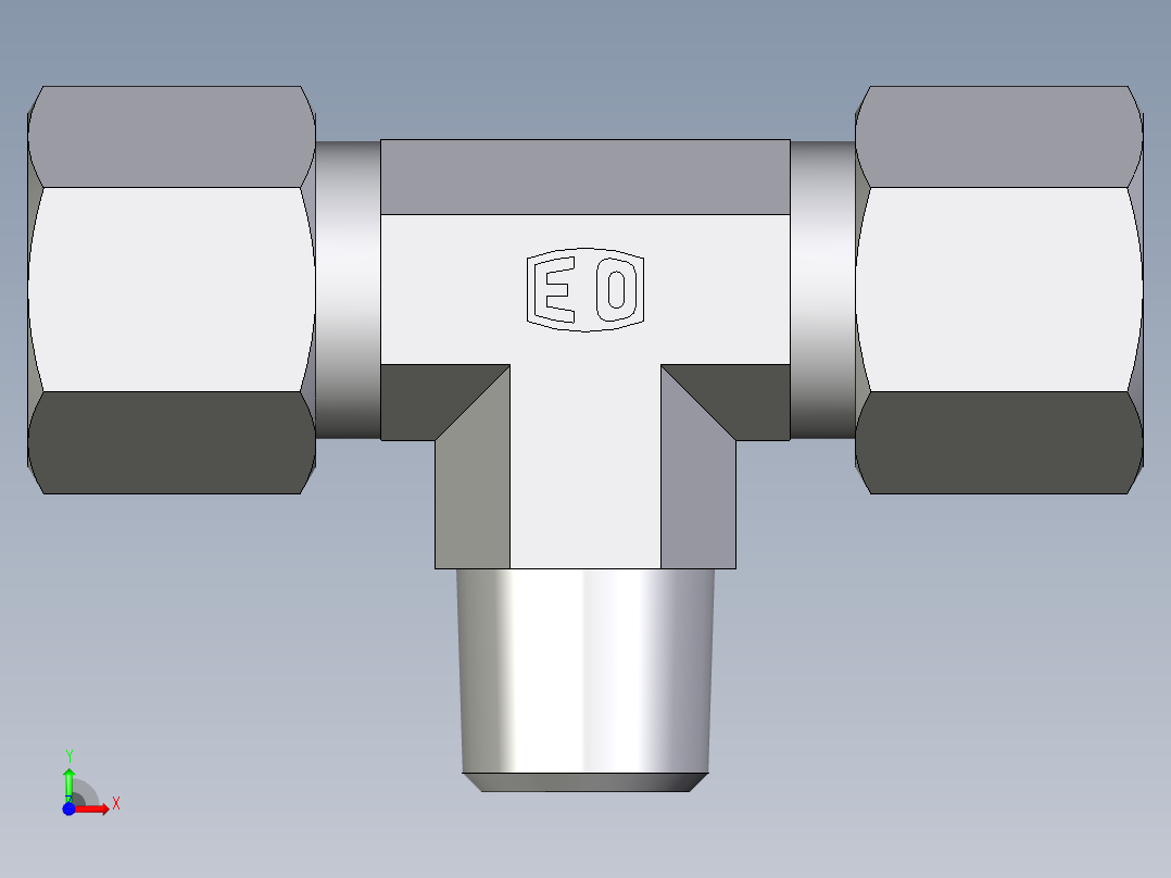 卡套式工业通用硬管接头EO_Male_stud_run_tee_TE10LRCF前视图