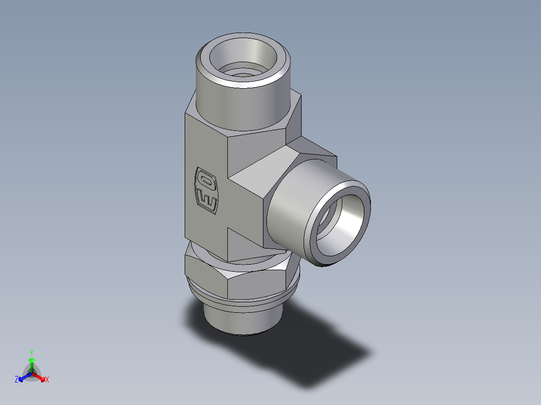 卡套式工业通用硬管接头EO_Adjustable_locknut_run_tee_LEE12SROMDCF主视图