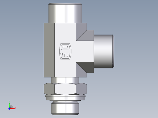 卡套式工业通用硬管接头EO_Adjustable_locknut_run_tee_LEE12SROMDCF前视缩略图