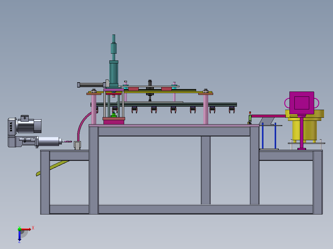 钢套自动钻孔机俯视图