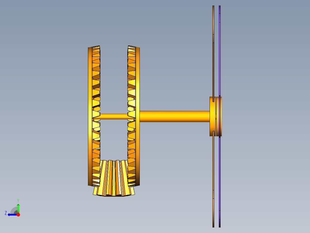 同轴异向转动机构右视图