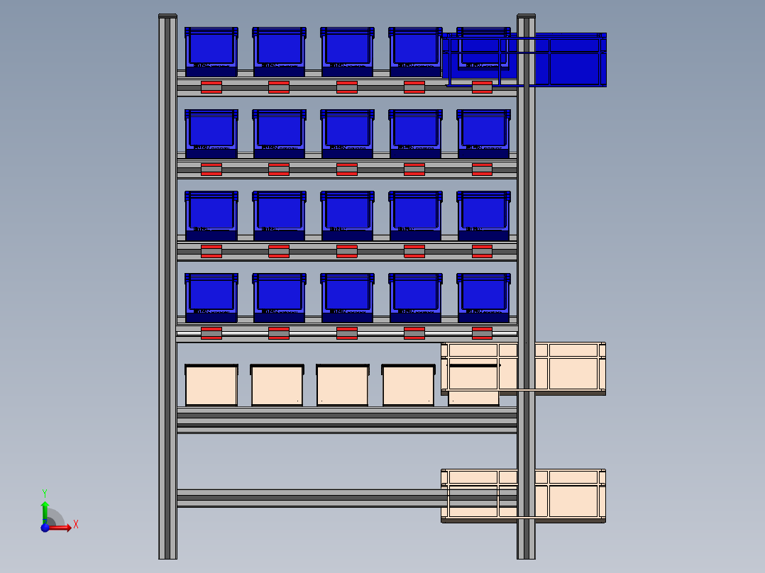 货架、可移动物料架前视图
