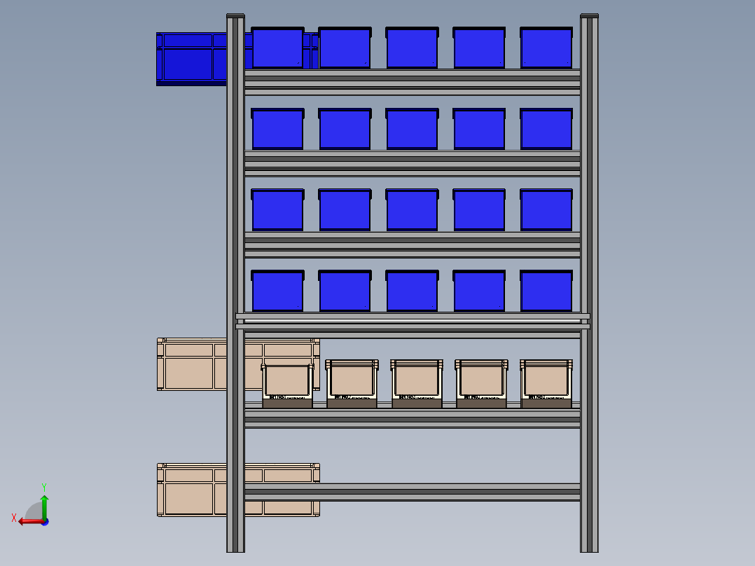 货架、可移动物料架后视图