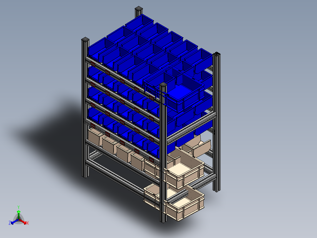 货架、可移动物料架正等轴测图