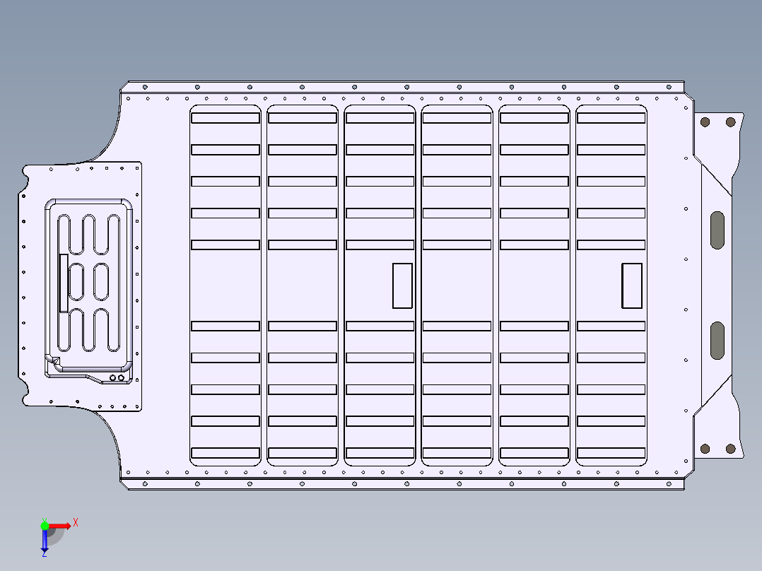 电动汽车电池箱总成设计俯视图