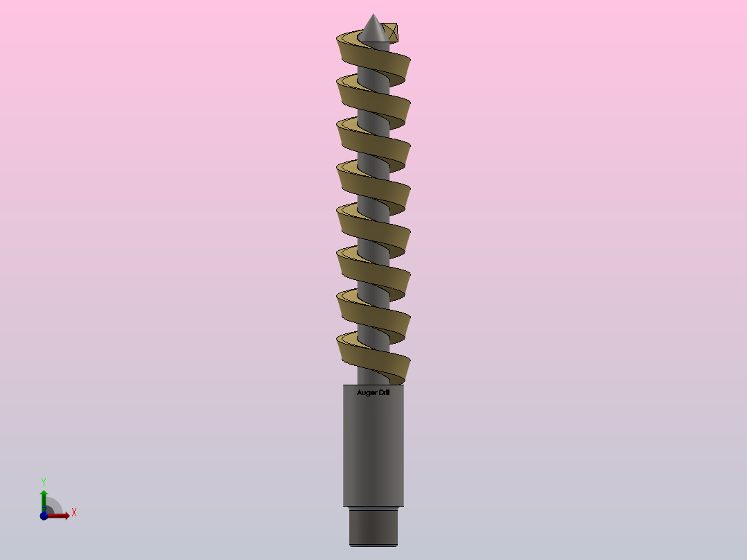 螺旋钻头三维模型前视图