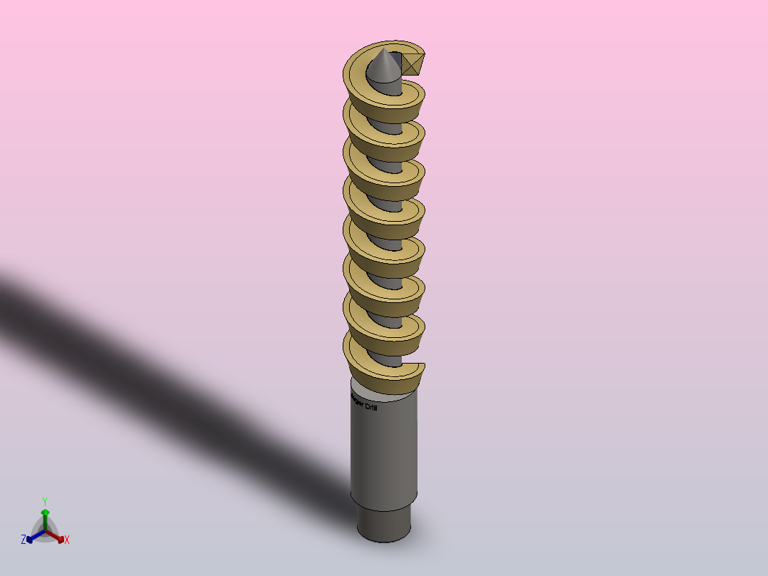 螺旋钻头三维模型正等轴测图