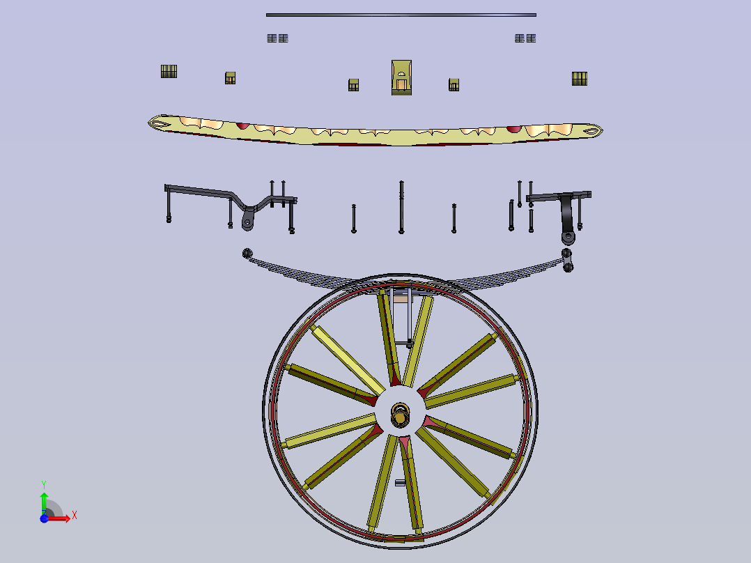 古代大篷车前车架总成前视图