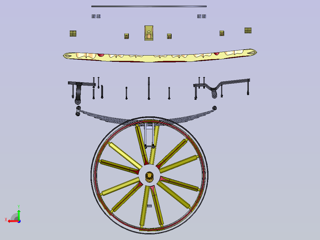 古代大篷车前车架总成后视图
