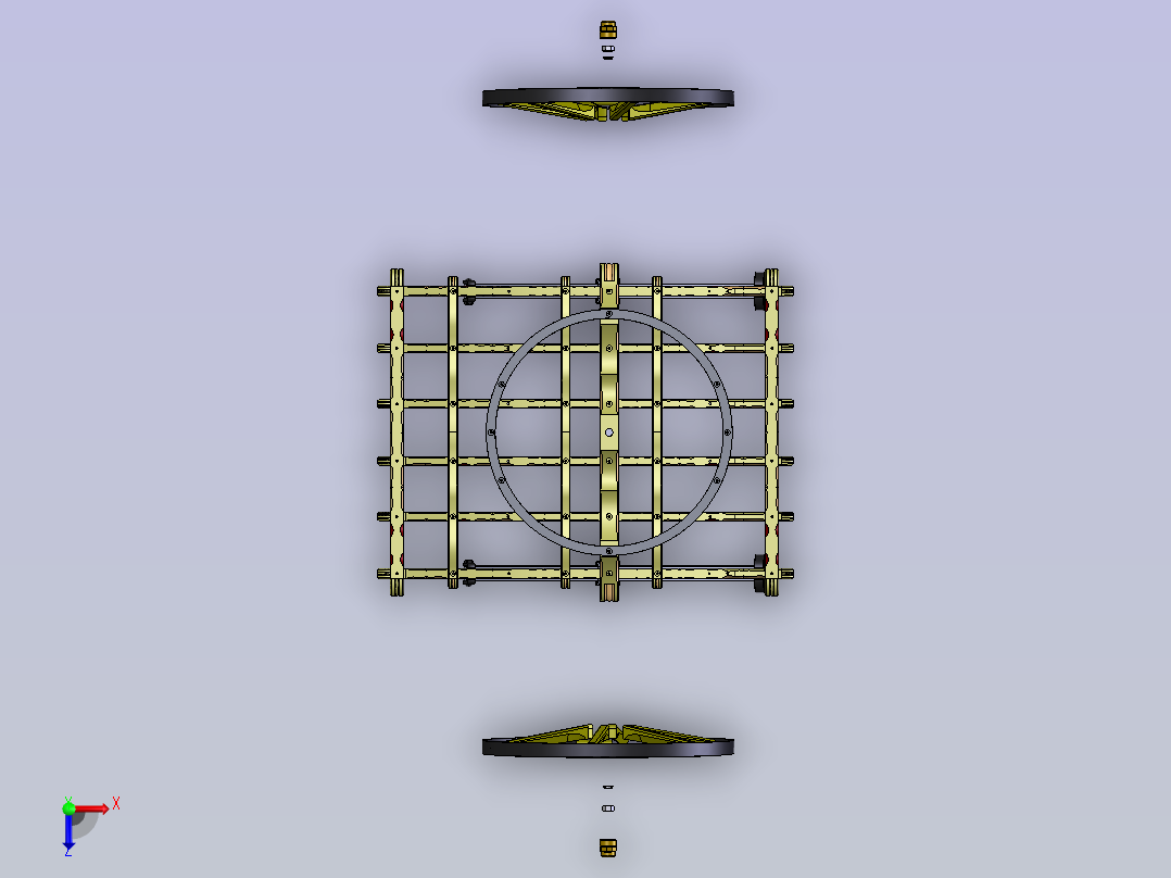 古代大篷车前车架总成俯视图