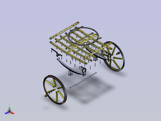 古代大篷车前车架总成正等轴测缩略图