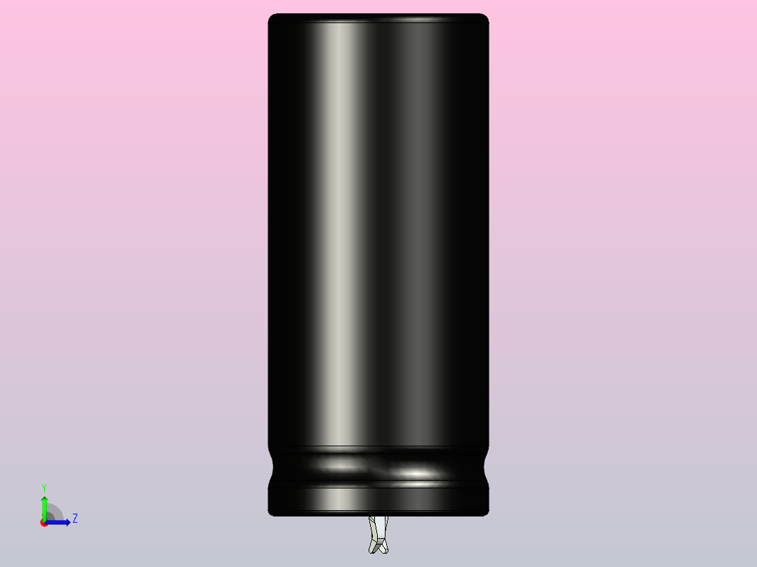 22 x 50黑黄底片电解电容器左视图