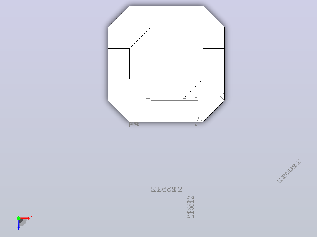 等边大斜方截面立方体俯视图