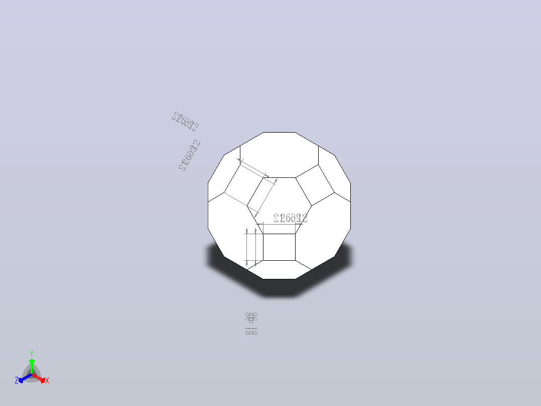 等边大斜方截面立方体正等轴测图