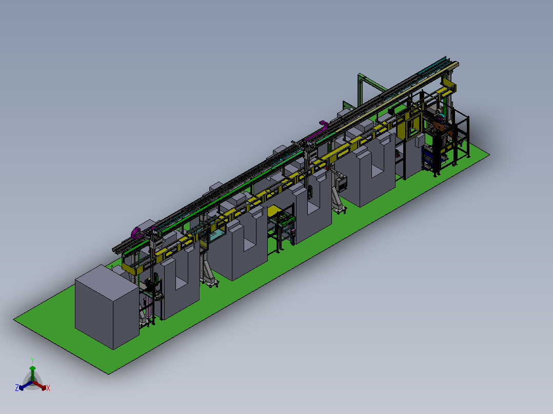 变速箱泵体自动化加工生产线正等轴测图