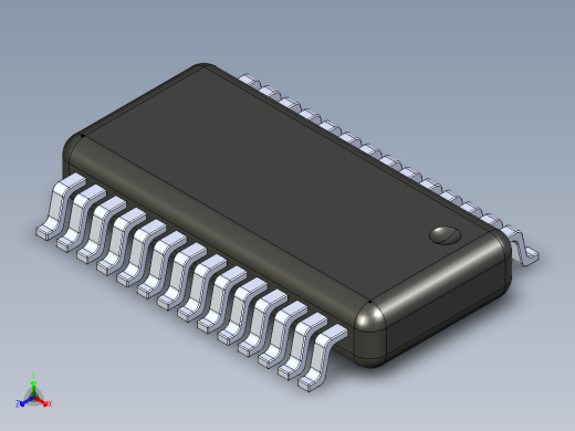 solidworks 28引脚的UART USB桥接芯片正等轴测缩略图