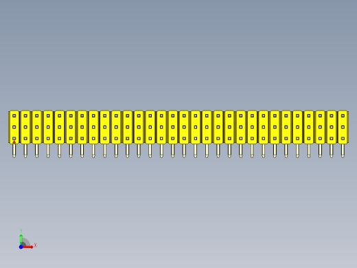 彩色公排针 100mil 2.54mm 系列-DS1022_yellow_3x30p_100mil_TypeD_rev1.0前视缩略图