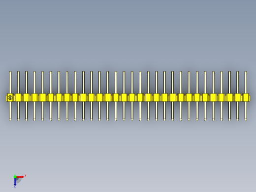 彩色公排针 100mil 2.54mm 系列-DS1022_yellow_3x30p_100mil_TypeD_rev1.0俯视缩略图