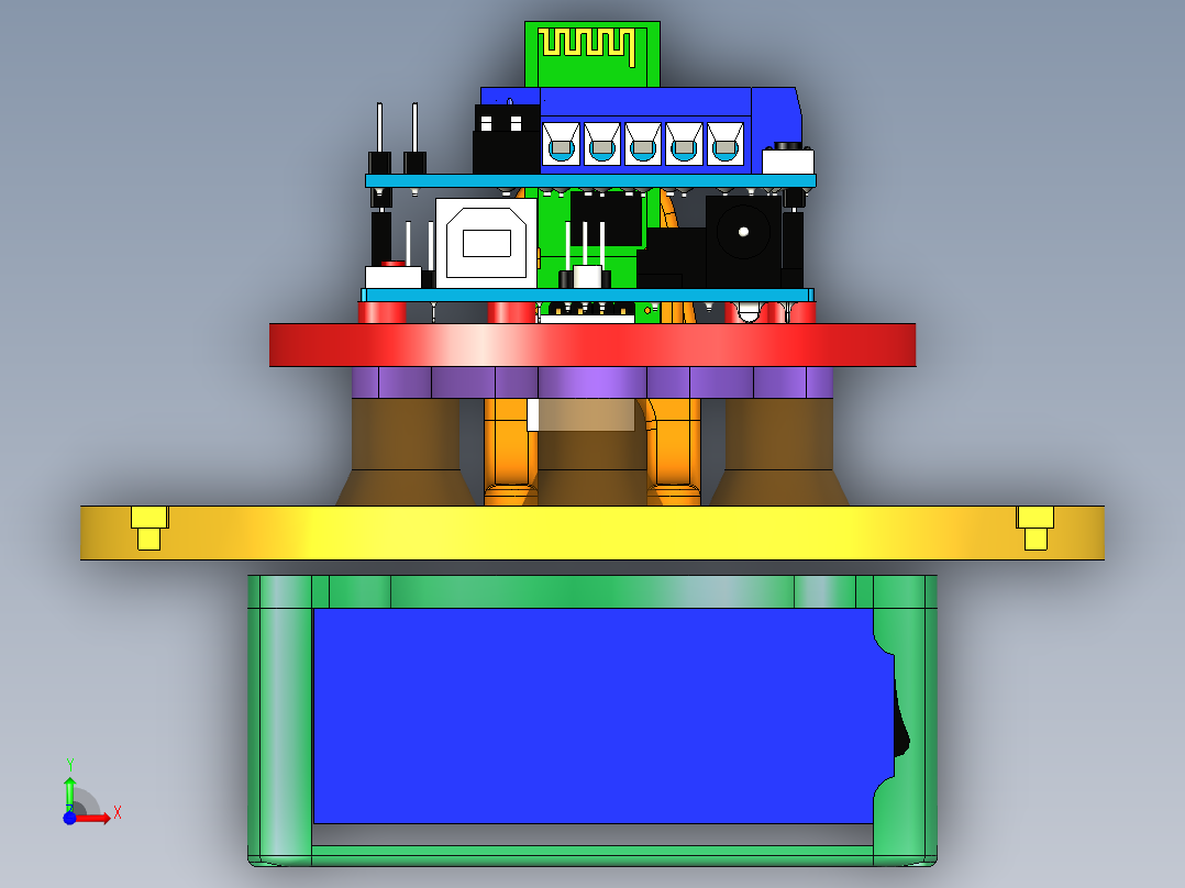 3Pod全向轮3D打印小车前视图