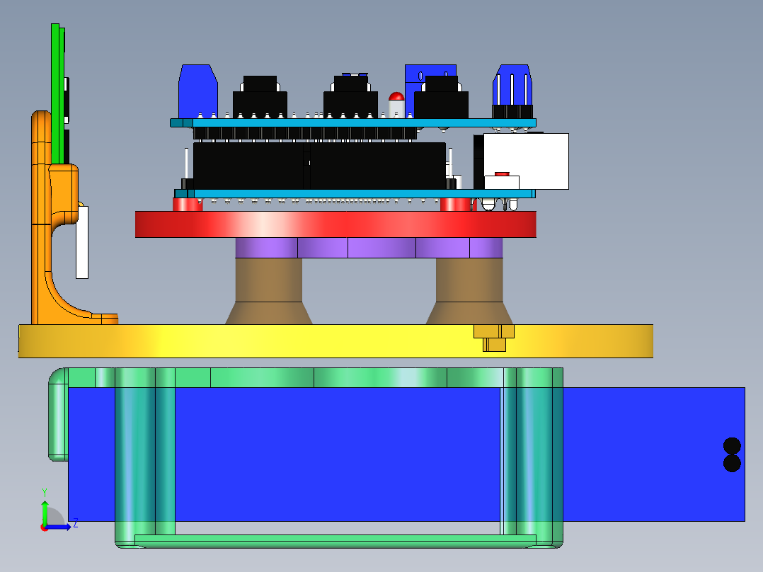 3Pod全向轮3D打印小车左视图