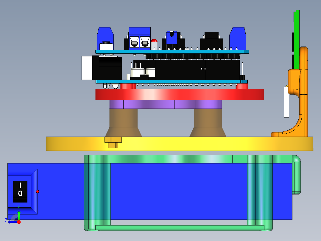 3Pod全向轮3D打印小车右视图