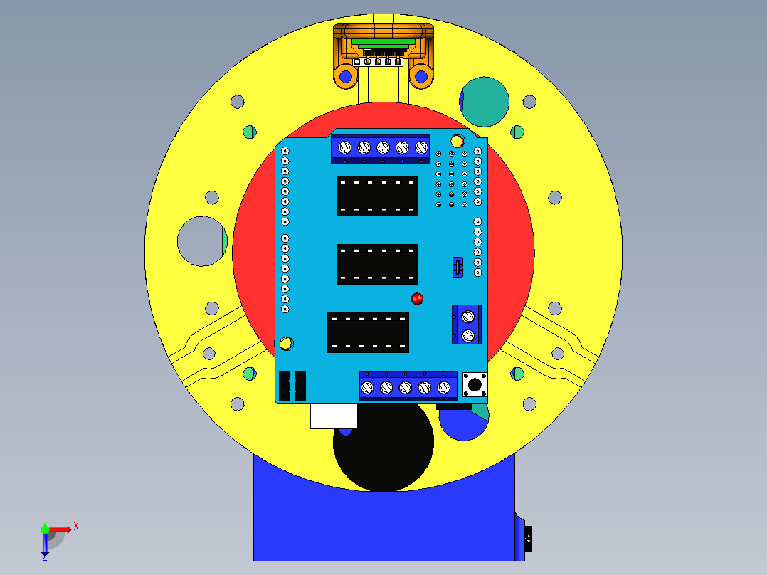 3Pod全向轮3D打印小车俯视图