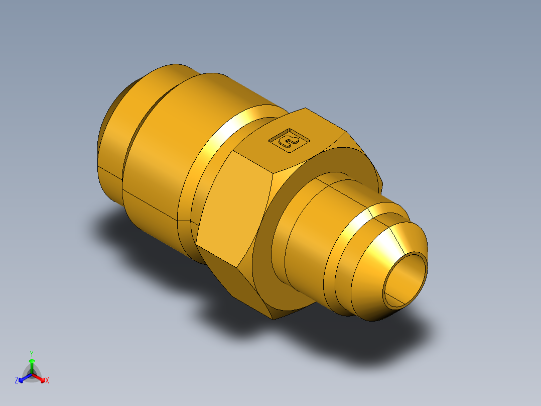 扩口式工业通用硬管接头Union Reducer 42F-10-6正等轴测图