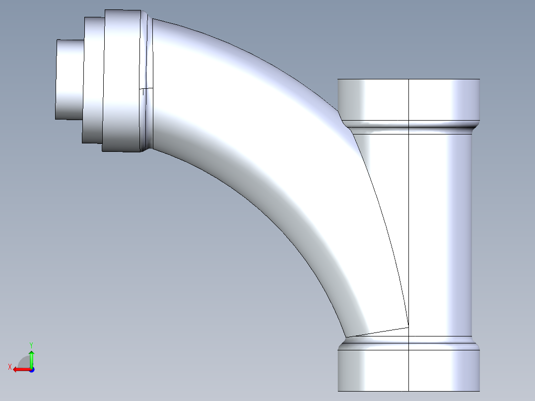 船舶管路系统S10_SeaDrainPLUS_LongTurnReducingTee-SxSxS_37E273031_3in Sea Drain Plus - Long Turn Reducing Tee - SxSxS后视图