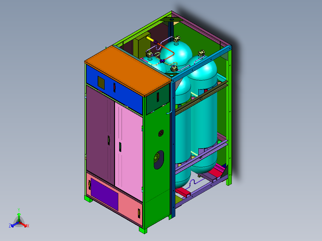 气体压力控制柜监控系统控制箱正等轴测图