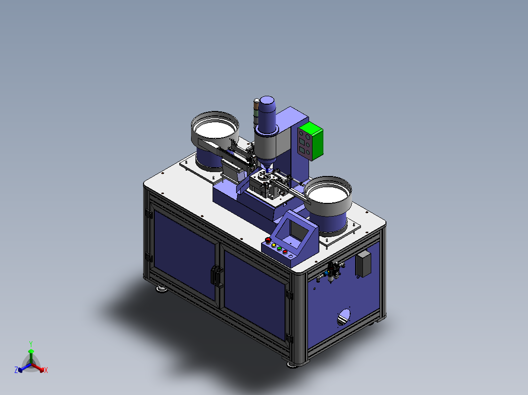 铜铆钉送料铆接设备(sw09+工程图+BOM）正等轴测图