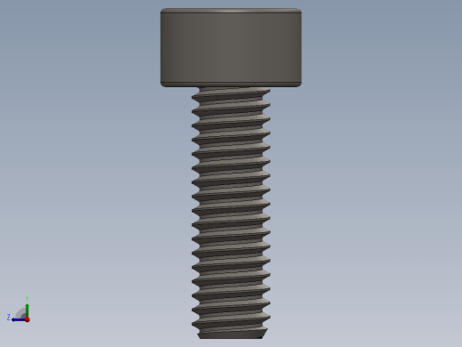 Screw_DIN_912_M2.5x8F_A2.SLDPRT公制内六角螺钉右视缩略图