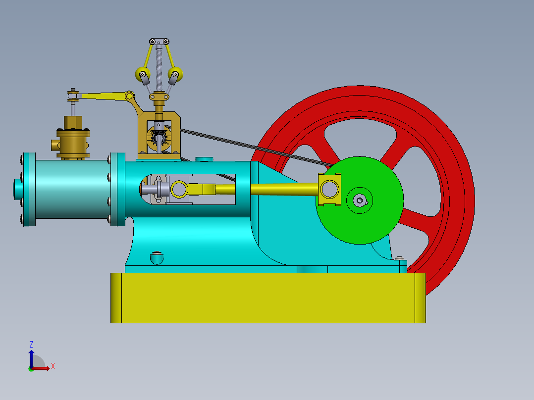 双联式磨机蒸汽机a-double-tangy-type-mill-模型格式为 sw主视图
