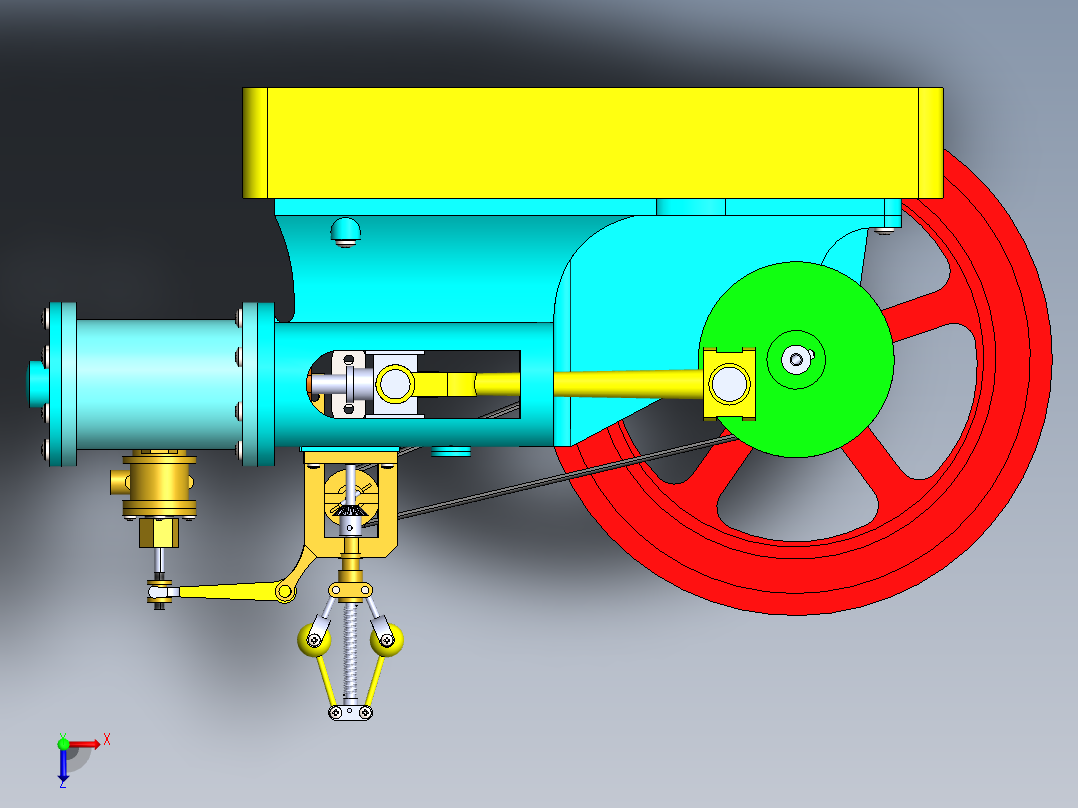 双联式磨机蒸汽机a-double-tangy-type-mill-模型格式为 sw俯视图