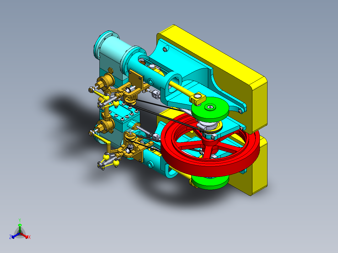 双联式磨机蒸汽机a-double-tangy-type-mill-模型格式为 sw正等轴测图