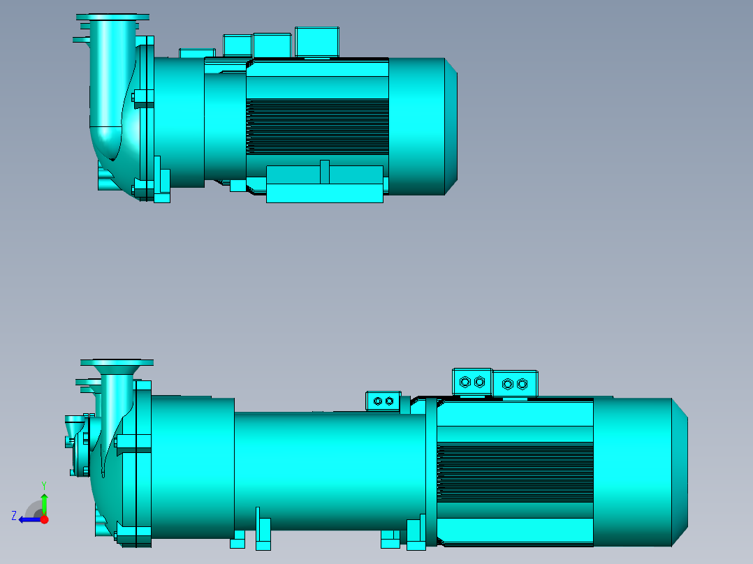 8种水环真空泵模型集合右视图