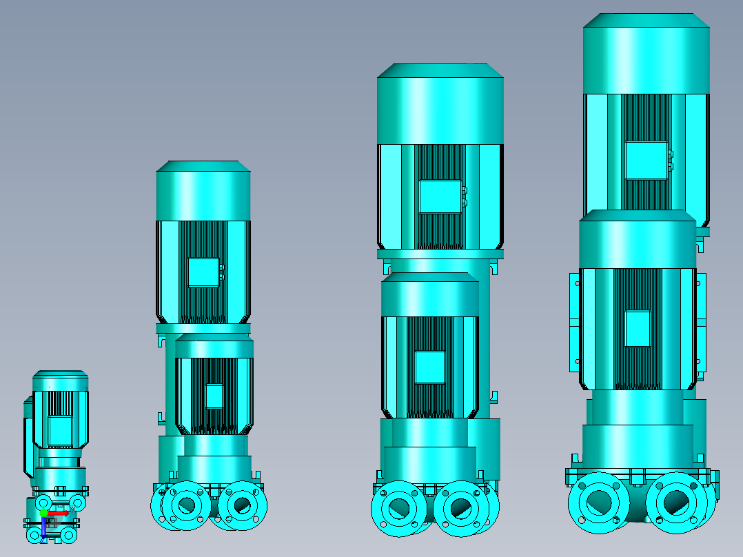 8种水环真空泵模型集合俯视图