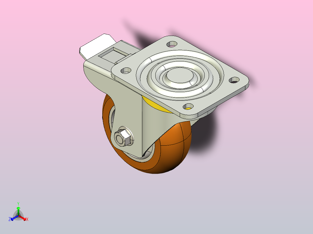 125毫米SWB脚轮正等轴测图