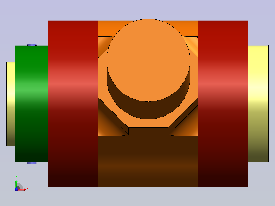 可动联接的节形接头前视图