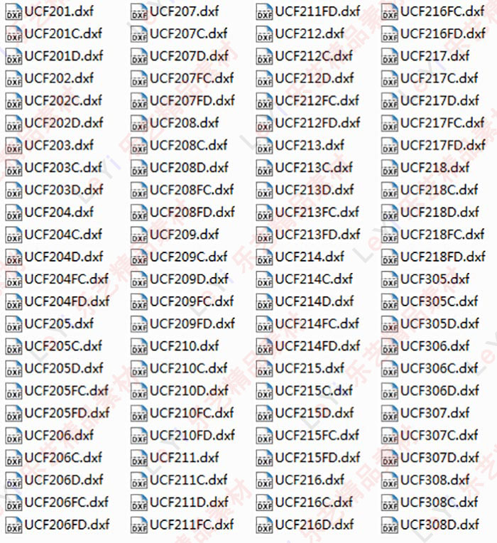 UCF轴承座图集标准件库CAD图纸机械设计dwg素材