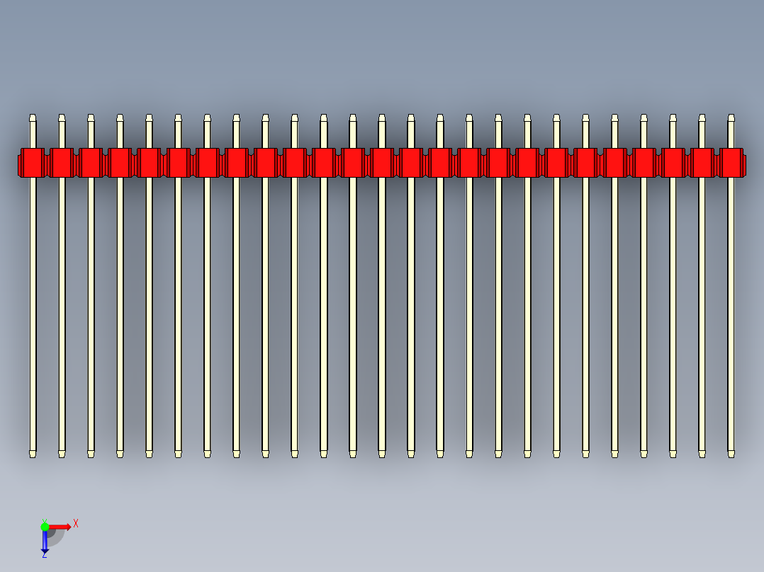 彩色公头100mil（2.54mm）系列-DS1021_red_1x25p_100mil_Type43_rev1.0俯视图