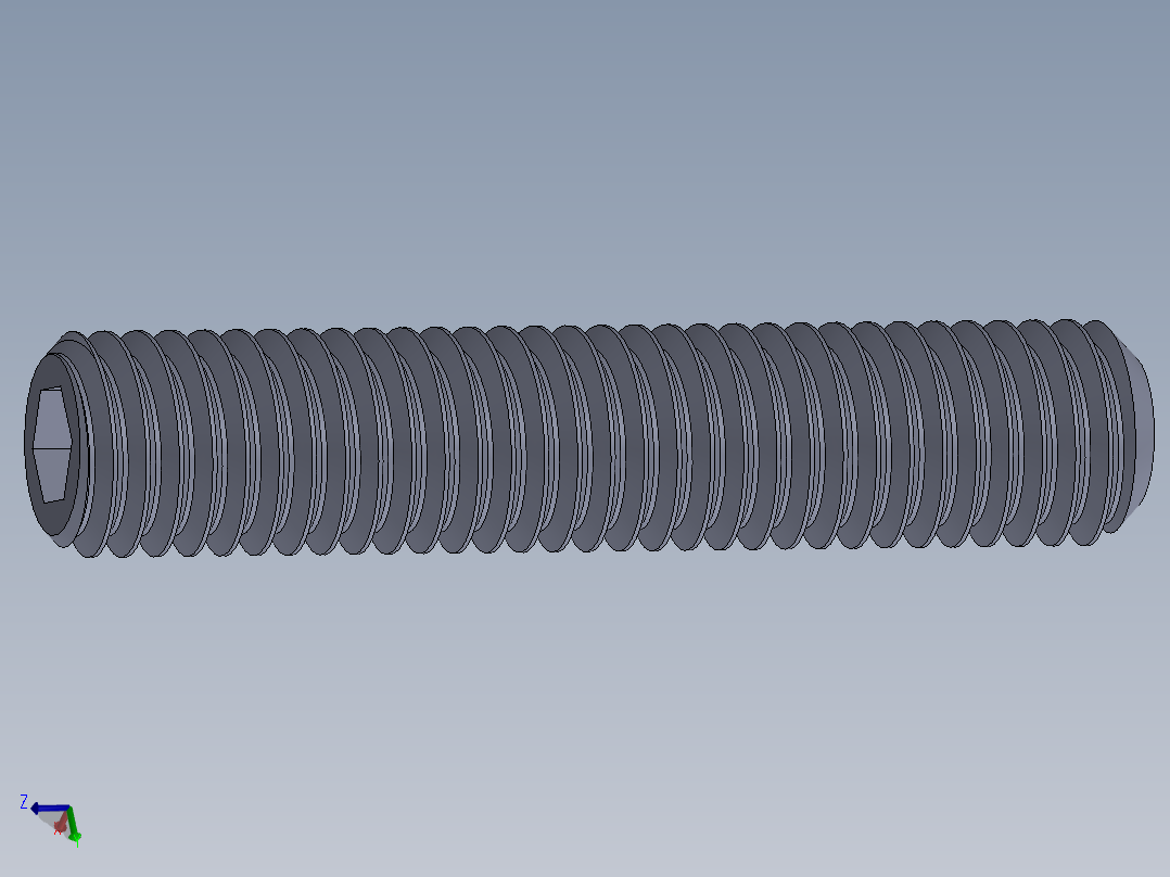 UNC 平头紧定螺钉-UNC SET SCREW 0.500 x2.500.SLDPRT主视图