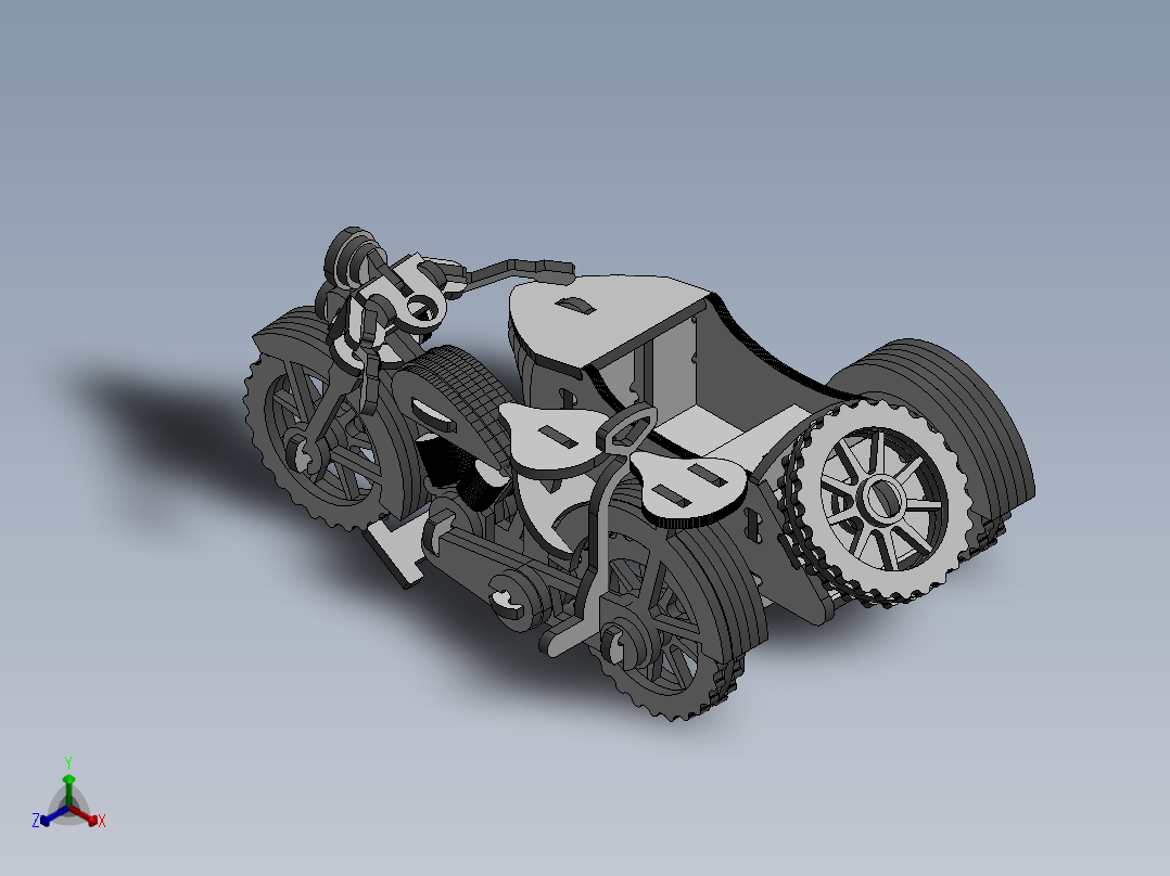 激光下料拼图摩托车CAD-SolidWorks-X_T格式