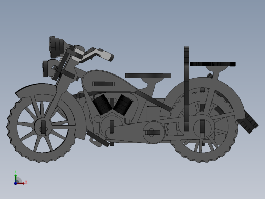 激光下料拼图摩托车CAD-SolidWorks-X_T格式前视缩略图