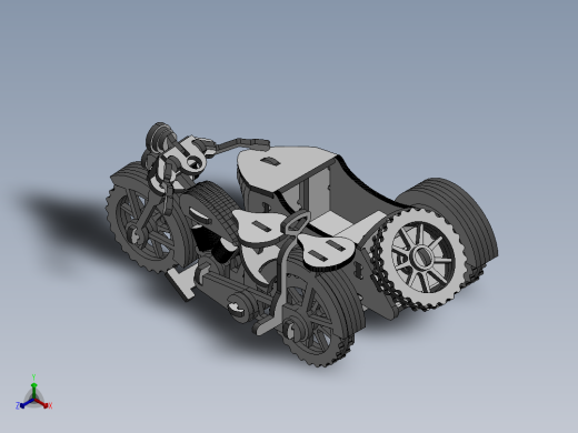 激光下料拼图摩托车CAD-SolidWorks-X_T格式正等轴测缩略图