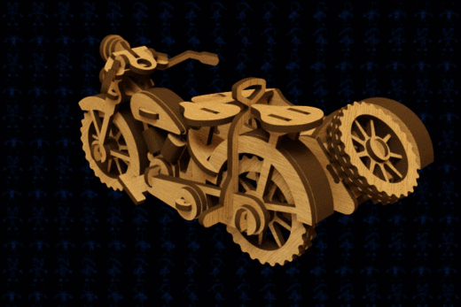 激光下料拼图摩托车CAD-SolidWorks-X_T格式缩略图