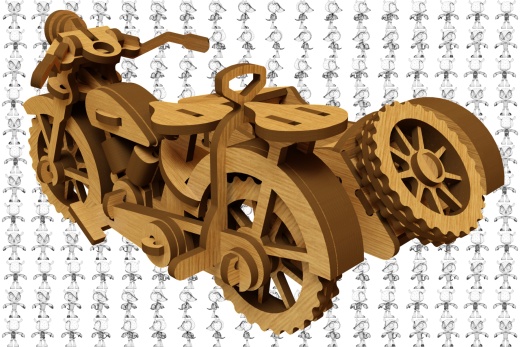 激光下料拼图摩托车CAD-SolidWorks-X_T格式缩略图