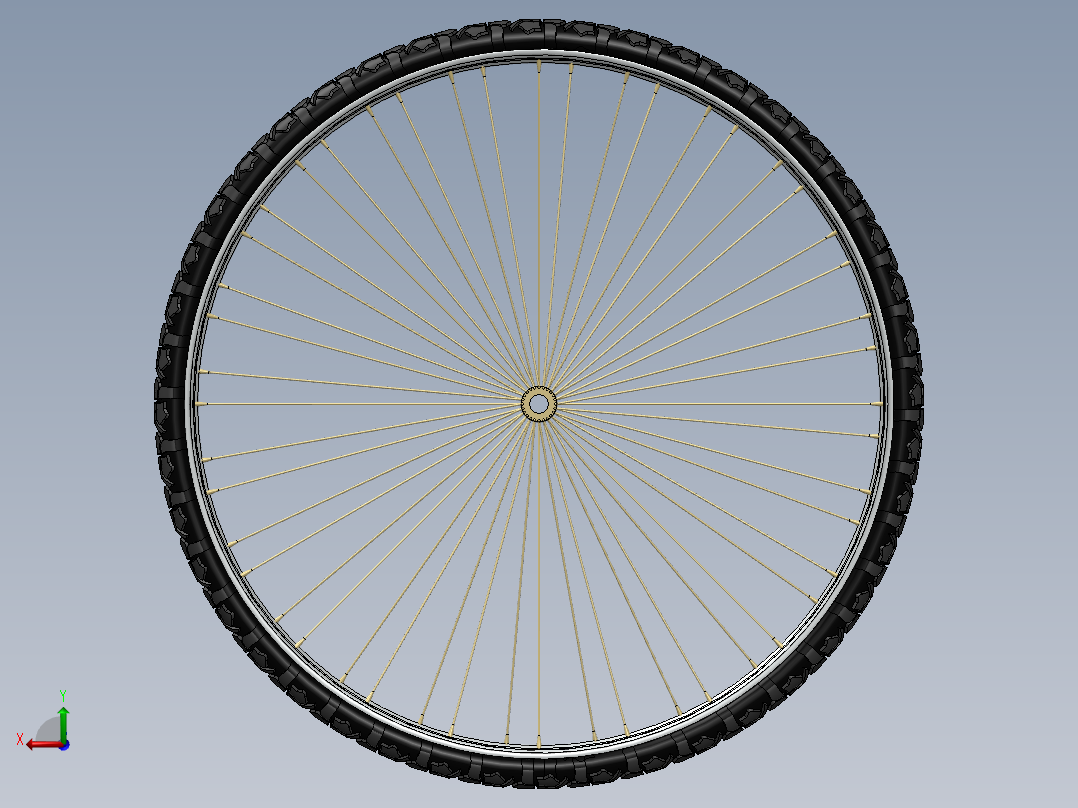 带轮圈的自行车轮胎后视图