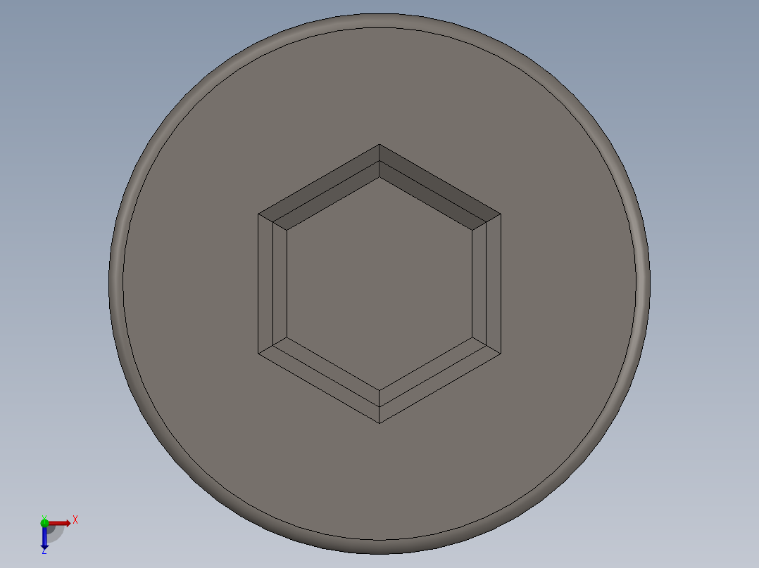 Screw_DIN_912_M2x10F_A2.SLDPRT公制内六角螺钉俯视图