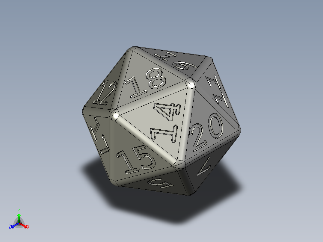 D20 标准二十面体骰子正等轴测图