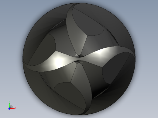 4刃硬质合金球头立铣刀3D模型D20前视缩略图